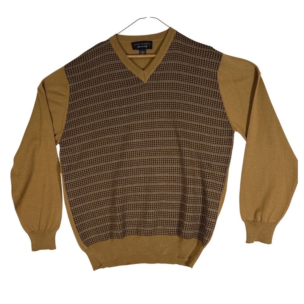 Harold Powell Made In Italy Merino Wool Blend Sweater Camel Tan Mens Large